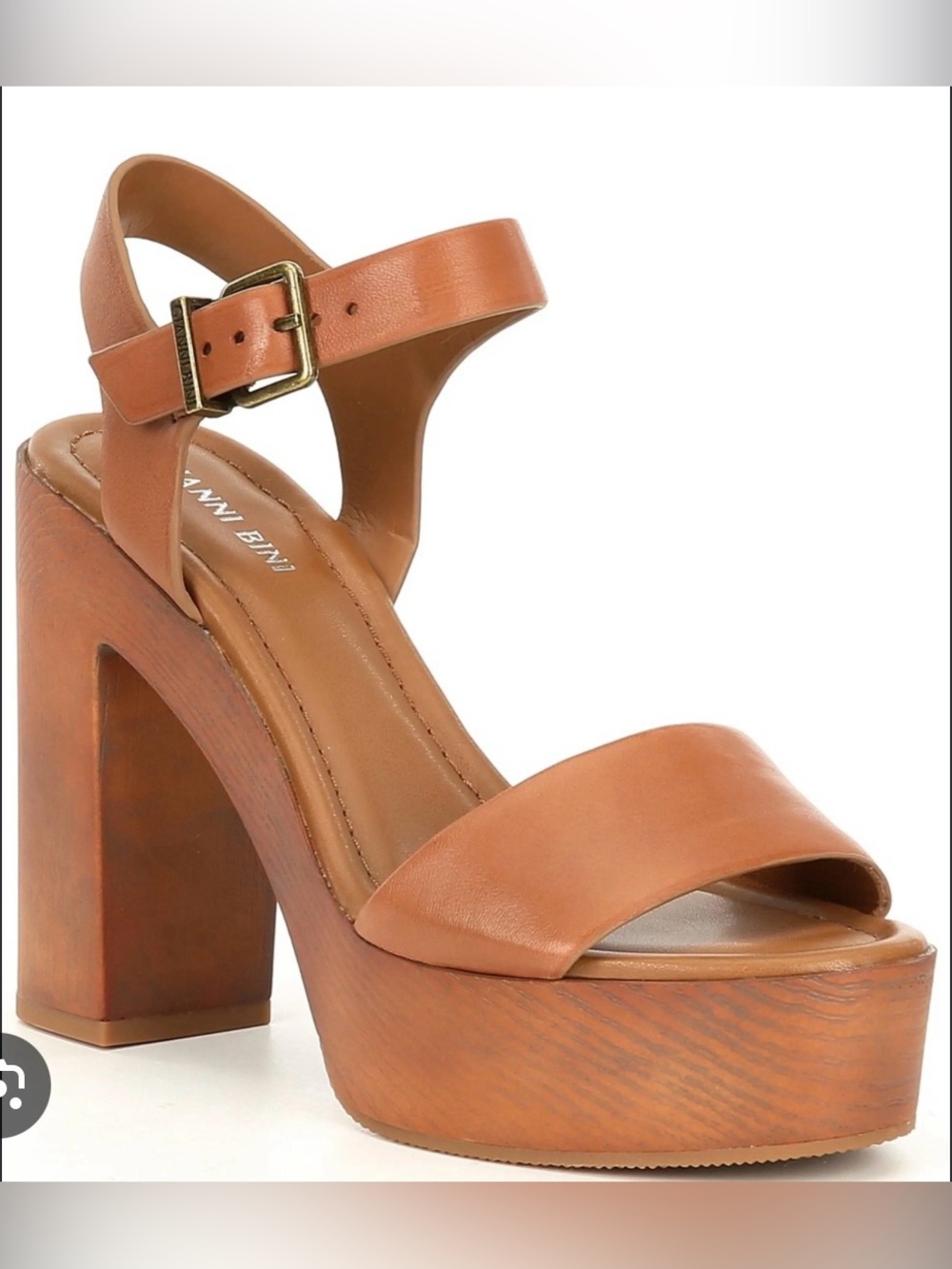 Gianni Bini Cognac Tan Block Heel Sandals